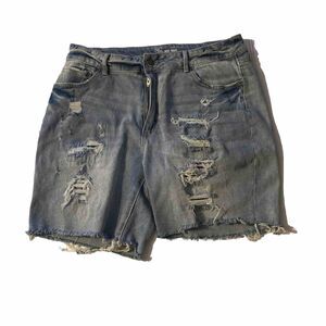 NOBO Juniors High Rise Distressed‎ Blue Jean Shorts Size 17 Junior